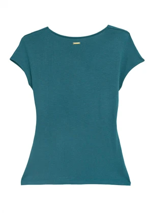 Enfim - Blusa Transpassada em Viscose Azul Turquesa - ENFIM