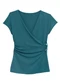 Enfim - Blusa Transpassada em Viscose Azul Turquesa - variação: Azul Turquesa