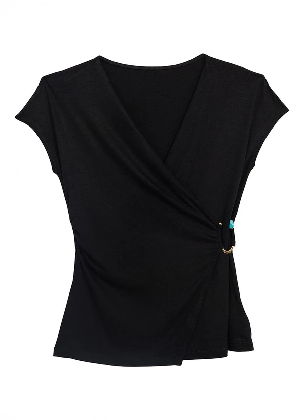 Enfim - Blusa Transpassada em Viscose Preto