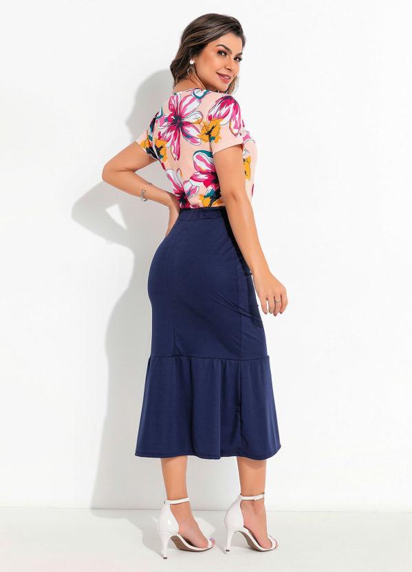 Outlet - Blusa Transpassada Floral Bege 4