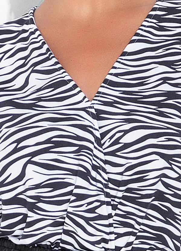 Queima Estoque - Blusa Transpassada Zebra Branca 3