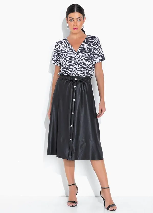 Queima Estoque - Blusa Transpassada Zebra Branca 4