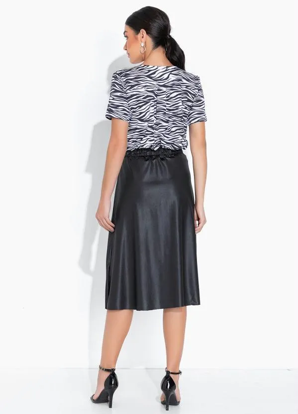 Queima Estoque - Blusa Transpassada Zebra Branca 5