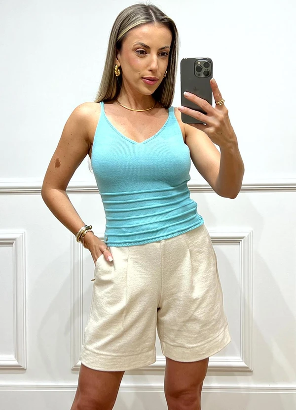 Doce Tom - Blusa Tricot Canelada  Detalhes e Tramas Azul 2