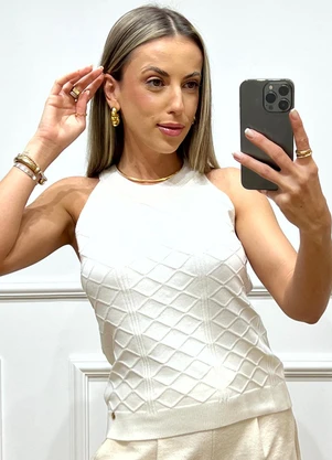 Doce Tom - Blusa Tricot sem Manga Branca - DOCE TOM
