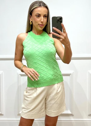 Doce Tom - Blusa Tricot sem Manga Verde - DOCE TOM