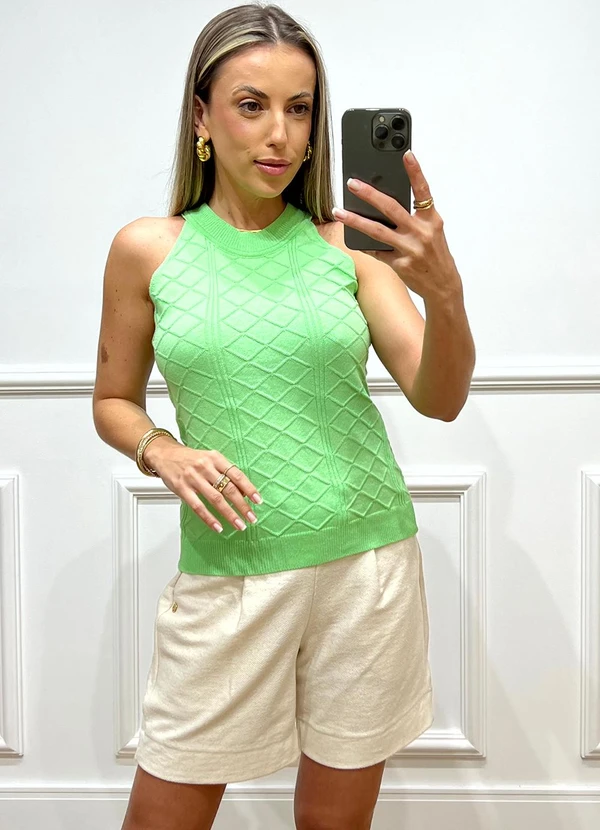 Doce Tom - Blusa Tricot sem Manga Verde 2