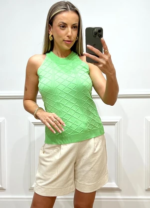 Doce Tom - Blusa Tricot sem Manga Verde - DOCE TOM