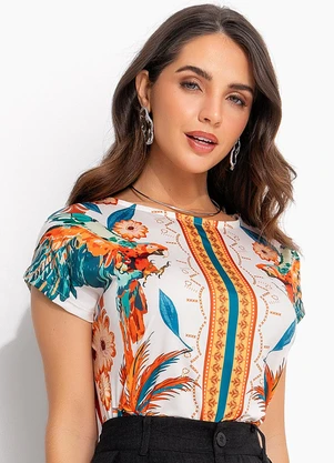 Quintess - Blusa Tropical Color em Malha Fria - QUINTESS