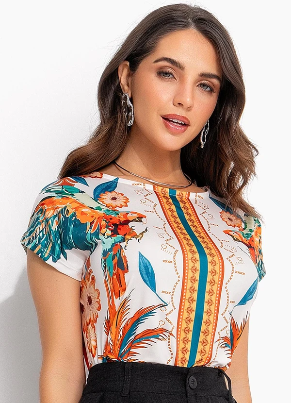 Quintess - Blusa Tropical Color em Malha Fria
