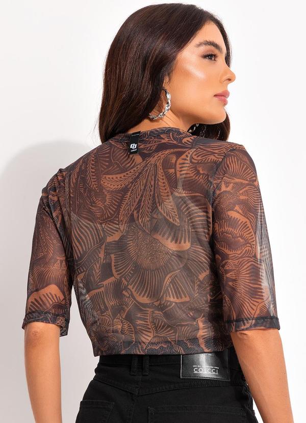 Colcci - Blusa Tule Estampada Marrom 2