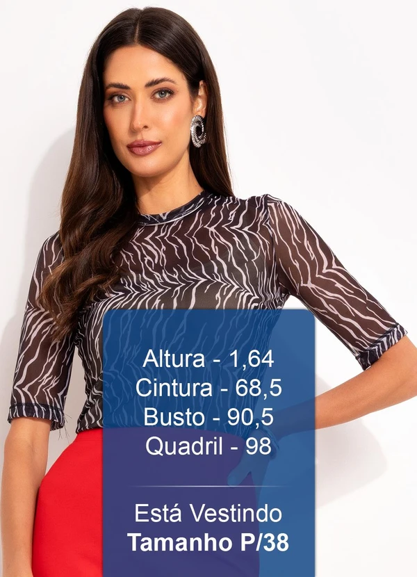 Colcci - Blusa Tule Estampada Preto 5