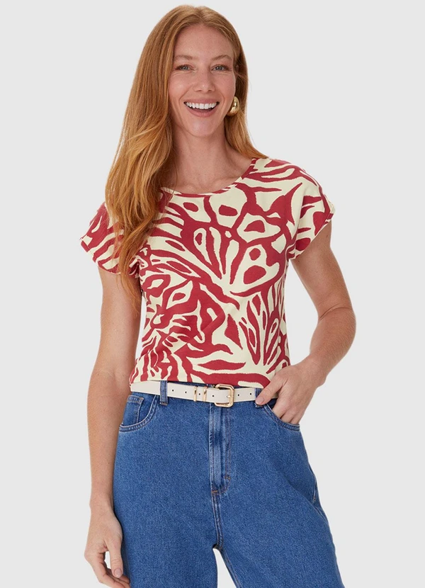 Malwee - Blusa Veemelha Abstrata em Viscose 4