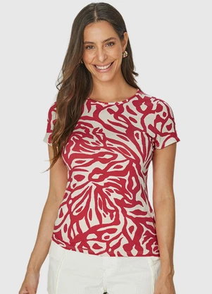 Malwee - Blusa Veemelha Abstrata Feminina em Viscose - MALWEE