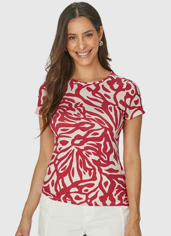 Malwee - Blusa Veemelha Abstrata Feminina em Viscose