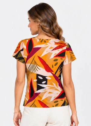 Infinita Cor - Blusa Verão em Malha Spandex Print Amarelo - INFINITA COR