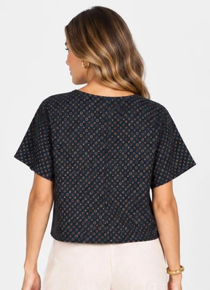 Infinita Cor - Blusa Verão em Malha Spandex Print Azul - INFINITA COR