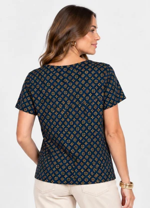 Infinita Cor - Blusa Verão em Malha Spandex Print Azul - INFINITA COR