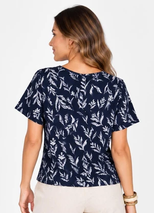 Infinita Cor - Blusa Verão em Malha Spandex Print Azul - INFINITA COR