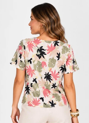 Infinita Cor - Blusa Verão em Malha Spandex Print Bege - INFINITA COR