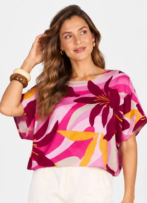 Infinita Cor - Blusa Verão em Malha Spandex Print Branco - INFINITA COR