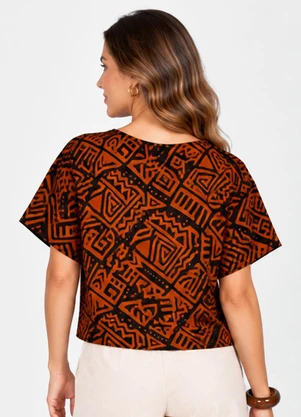 Infinita Cor - Blusa Verão em Malha Spandex Print Preto - INFINITA COR