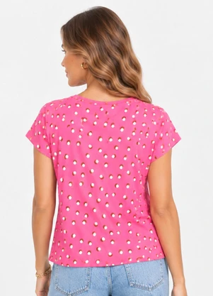 Infinita Cor - Blusa Verão em Malha Spandex Print Rosa - INFINITA COR