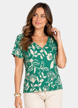 Infinita Cor - Blusa Verão em Malha Spandex Print Verde - INFINITA COR