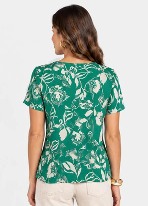Infinita Cor - Blusa Verão em Malha Spandex Print Verde - INFINITA COR