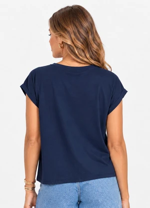 Infinita Cor - Blusa Verão em Malha Suplex Azul - INFINITA COR