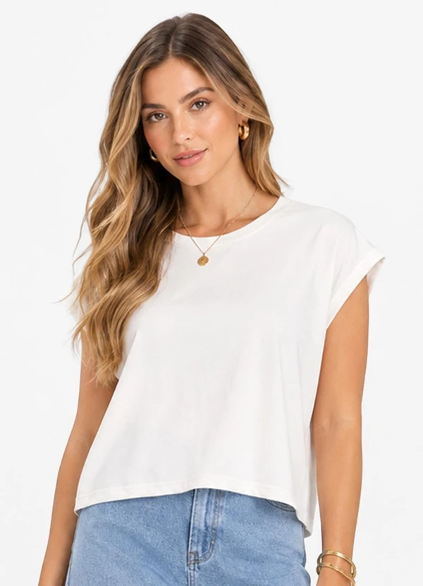 Infinita Cor - Blusa Verão em Malha Suplex Bege