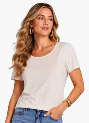Infinita Cor - Blusa Verão em Malha Suplex Bege - INFINITA COR