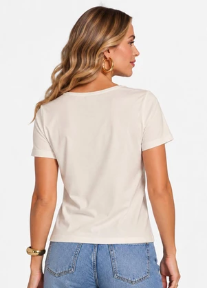 Infinita Cor - Blusa Verão em Malha Suplex Bege - INFINITA COR