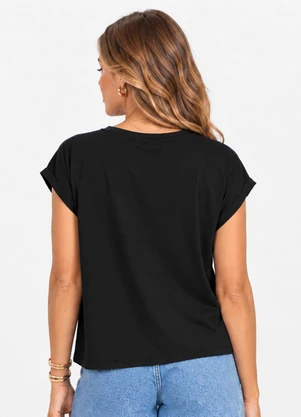 Infinita Cor - Blusa Verão em Malha Suplex Preto - INFINITA COR