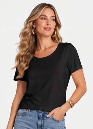 Infinita Cor - Blusa Verão em Malha Suplex Preto - INFINITA COR