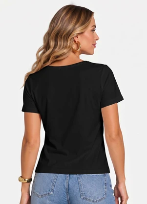 Infinita Cor - Blusa Verão em Malha Suplex Preto - INFINITA COR