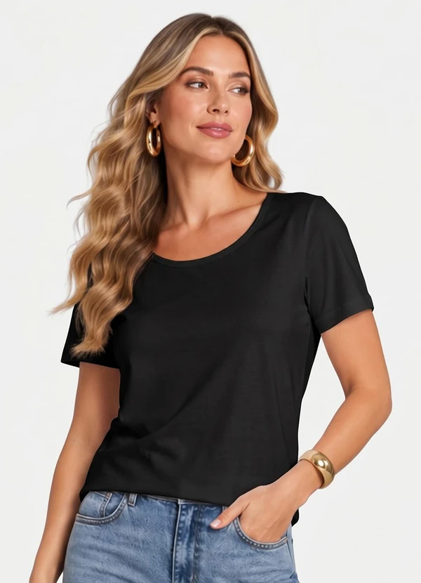 Infinita Cor - Blusa Verão em Malha Suplex Preto