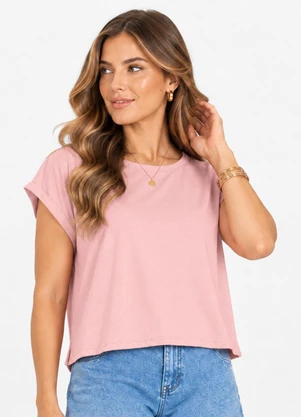 Infinita Cor - Blusa Verão em Malha Suplex Rosa - INFINITA COR