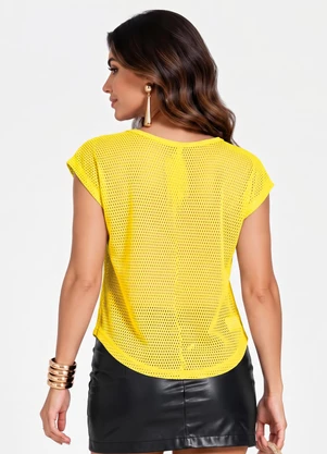 Infinita Cor - Blusa Verão em Mesh Tecido Amarelo - INFINITA COR