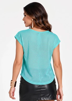 Infinita Cor - Blusa Verão em Mesh Tecido Azul - INFINITA COR