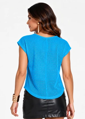 Infinita Cor - Blusa Verão em Mesh Tecido Azul - INFINITA COR