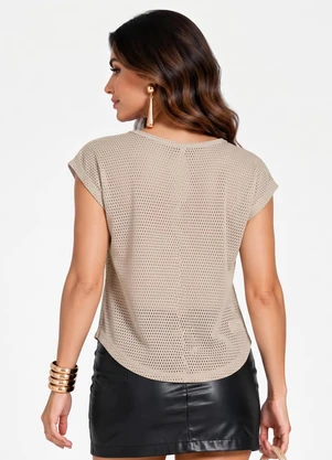 Infinita Cor - Blusa Verão em Mesh Tecido Bege - INFINITA COR