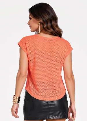 Infinita Cor - Blusa Verão em Mesh Tecido Laranja - INFINITA COR