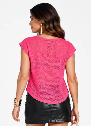 Infinita Cor - Blusa Verão em Mesh Tecido Rosa - INFINITA COR