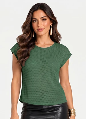 Infinita Cor - Blusa Verão em Mesh Tecido Verde - INFINITA COR