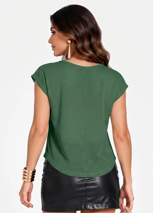 Infinita Cor - Blusa Verão em Mesh Tecido Verde - INFINITA COR