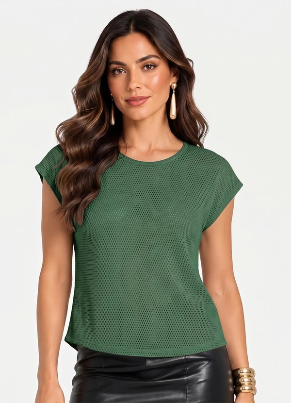 Infinita Cor - Blusa Verão em Mesh Tecido Verde
