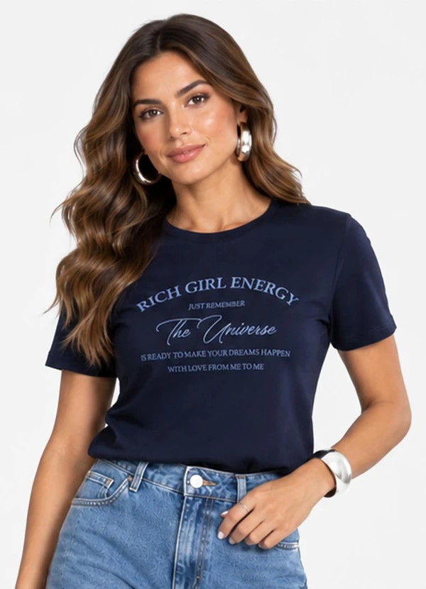 Infinita Cor - Blusa Verão Feminina em Cotton Leve Azul