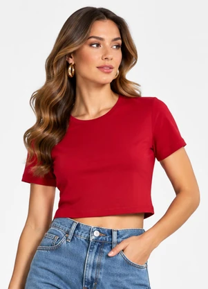 Infinita Cor - Blusa Verão Feminina em Cotton Leve Vermelho - INFINITA COR