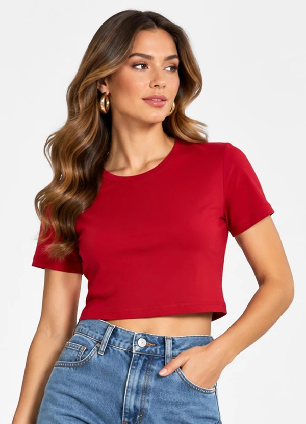 Infinita Cor - Blusa Verão Feminina em Cotton Leve Vermelho